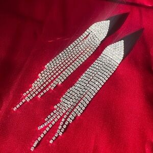 Elegant Silver Crystal Dangle Earrings